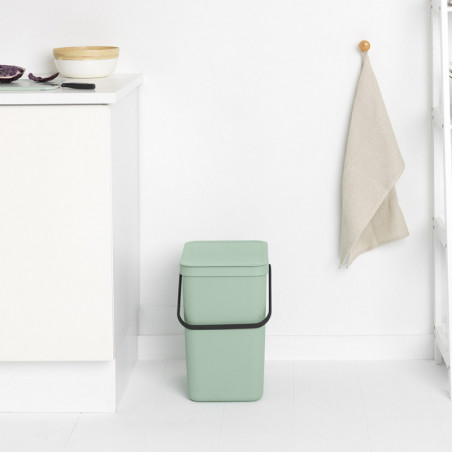 Кош за разделно събиране на боклук Brabantia Sort&Go 1005522, 25 л, Дръжка, Възможност за стенен монтаж, Светлозелен