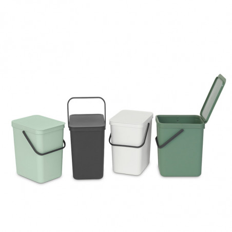 Кош за разделно събиране на боклук Brabantia Sort&Go 1005522, 25 л, Дръжка, Възможност за стенен монтаж, Светлозелен