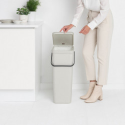 Кош за разделно събиране на боклук Brabantia Sort&Go 1005554, 40 л, Дръжка, Възможност за стенен монтаж, Светлосив