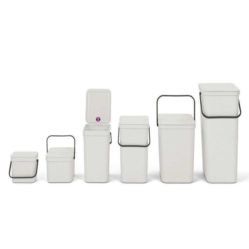 Кош за разделно събиране на боклук Brabantia Sort&Go 1005554, 40 л, Дръжка, Възможност за стенен монтаж, Светлосив