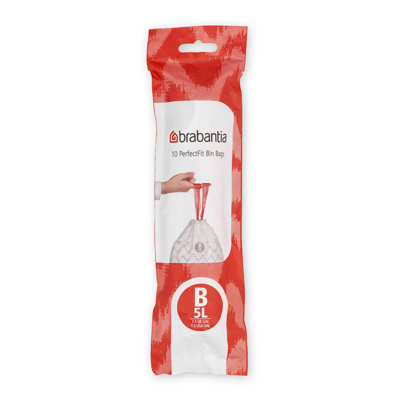 Торбички за кош Brabantia PerfectFit Slide/Paper Bin 1005562, Размер B, 5 л, 10 броя, Бял