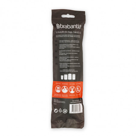 Торбички за кош Brabantia PerfectFit Slide/Paper Bin 1005562, Размер B, 5 л, 10 броя, Бял