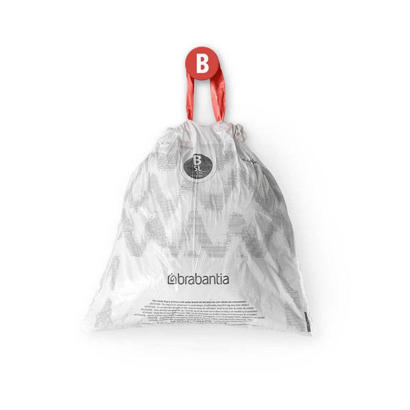 Торбички за кош Brabantia PerfectFit Slide/Paper Bin 1005562, Размер B, 5 л, 10 броя, Бял