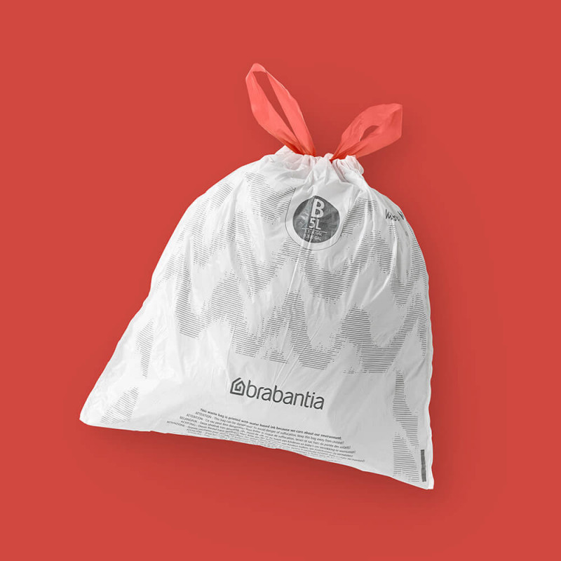 Торбички за кош Brabantia PerfectFit Slide/Paper Bin 1005562, Размер B, 5 л, 10 броя, Бял