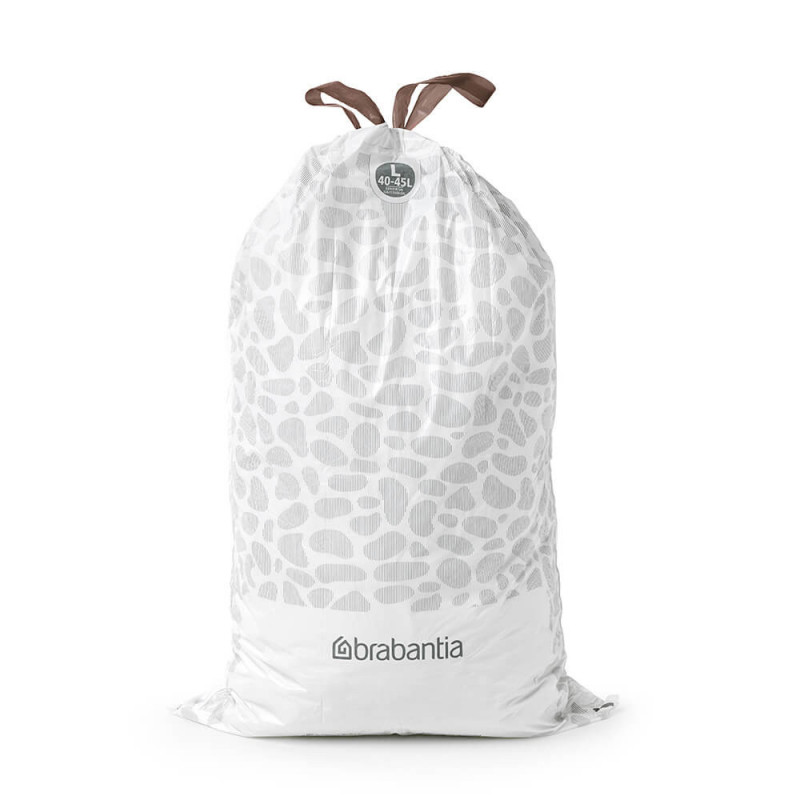 Торба за кош Brabantia PerfectFit FlatBack+/Touch 1005574, Размер L, 40-45 л, 20 броя, Бял