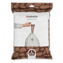 Торба за кош Brabantia PerfectFit FlatBack+/Touch 1005575, Размер L, 40-45 л, 40 броя, Бял