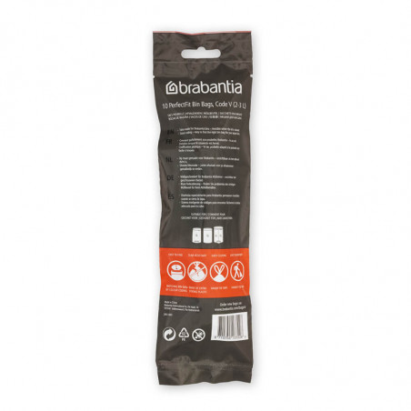 Торбички за кош Brabantia PerfectFit NewIcon 1005578, Размер V, 3 л, 10 броя, Бял