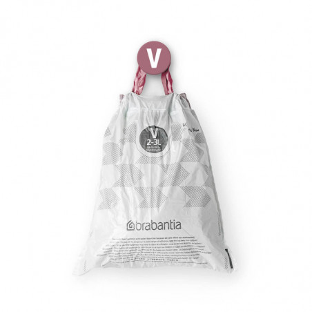 Торбички за кош Brabantia PerfectFit NewIcon 1005578, Размер V, 3 л, 10 броя, Бял