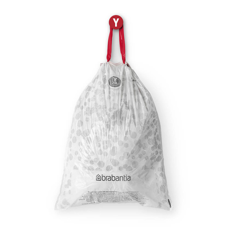 Торбички за кош Brabantia PerfectFit NewIcon 1005584, Размер Y, 20 л, 10 броя, Бял