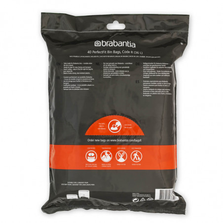 Торбички за кош Brabantia PerfectFit Bo 1005589, Размер R, 36 л, 40 броя, Бял