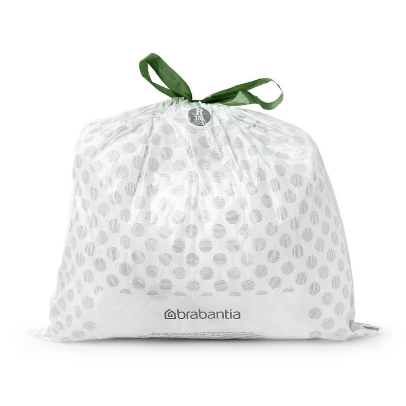 Торбички за кош Brabantia PerfectFit Bo 1005589, Размер R, 36 л, 40 броя, Бял
