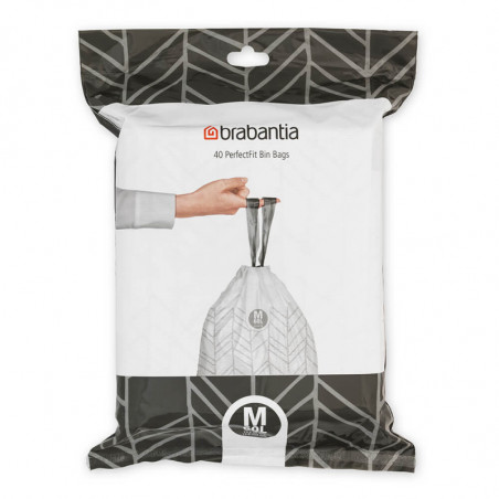 Торбички за кош Brabantia PerfectFit Bo 1005594, Размер М, 60 л, 40 броя, Бял