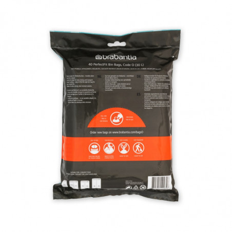 Торбички за кош Brabantia PerfectFit FlatBack+/Bo 1006073, Размер O, 30 л, 40 броя, Бял