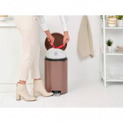 Кош за боклук с педал Brabantia NewIcon 1008849, 20 л, Плавно затваряне, Противоплъзгаща основа, Сатенено покритие, Кафяв