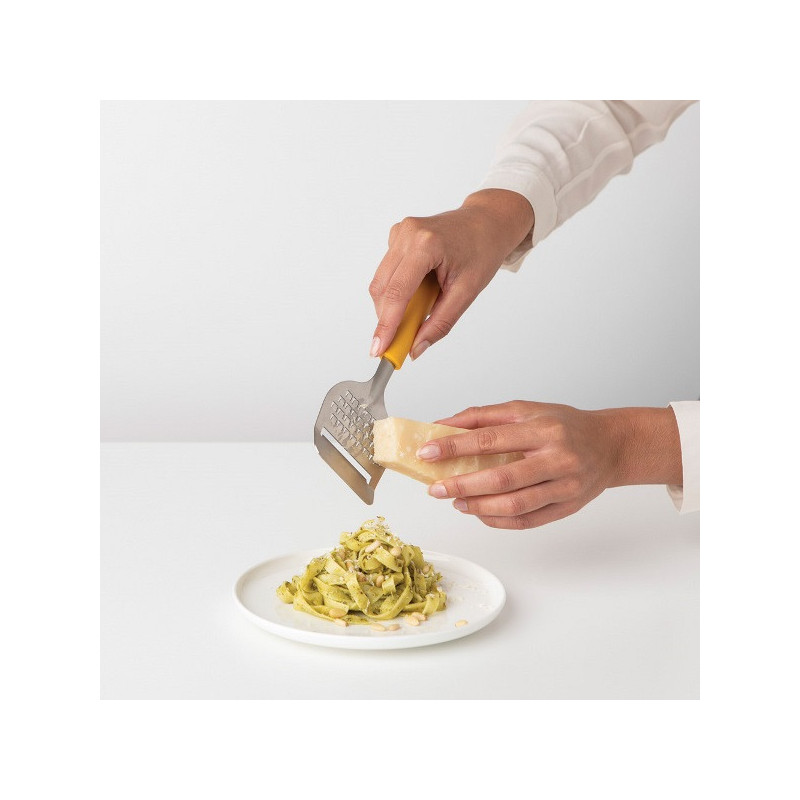 Нож за сирена с ренде Brabantia Tasty+ 1001191, Ултразвуково полирано острие, Неръждаема стомана, Жълт