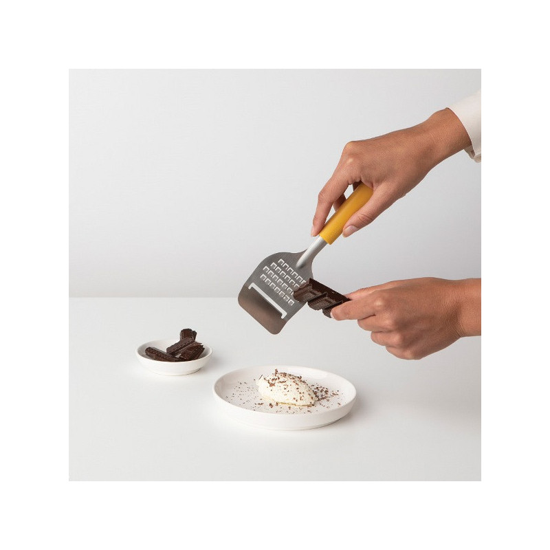 Нож за сирена с ренде Brabantia Tasty+ 1001191, Ултразвуково полирано острие, Неръждаема стомана, Жълт