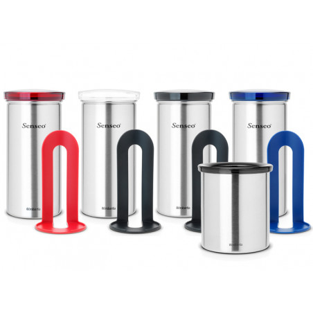 Буркан за съхранение на кафе капсули Brabantia 646988, За до 18 броя капсули, Неръждаема стомана, Устойчив на пръстови отпечатъци, Инокс/тъмносив