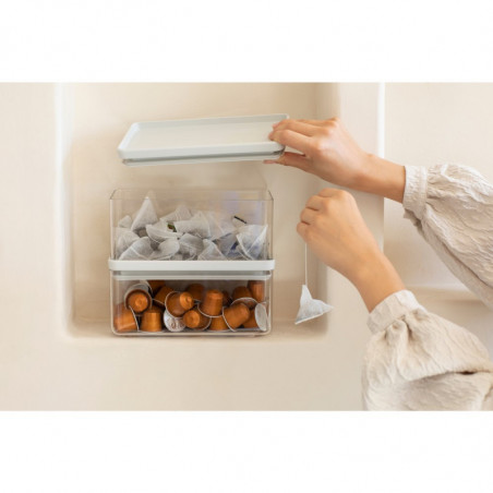 Кутия за съхранение на продукти Brabantia Tasty+ Stackable 1008874, 1.5 л, Силиконово уплътнение, Без BPA, Светлосив