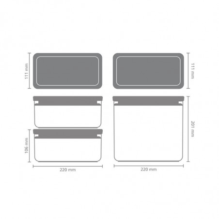 Кутии за съхранение Brabantia Tasty+ Stackable 1008881, 2x1.5л+1x3.5л, Без BPA, Плътно затваряне, Тъмносив