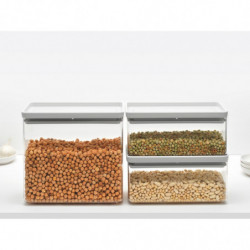 Кутии за съхранение на продукти Brabantia Tasty+ Stackable 1008882, 1.5л/3.5л, Без BPA, Плътно затваряне, Светлосив