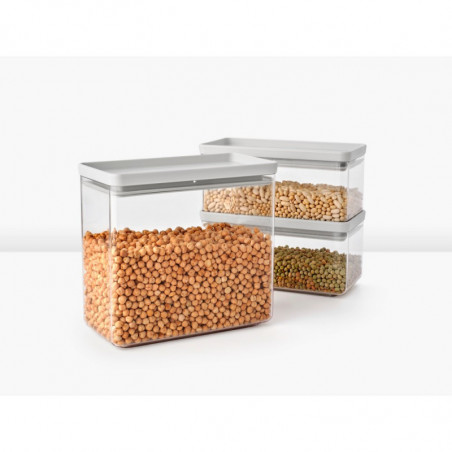 Кутии за съхранение на продукти Brabantia Tasty+ Stackable 1008882, 1.5л/3.5л, Без BPA, Плътно затваряне, Светлосив