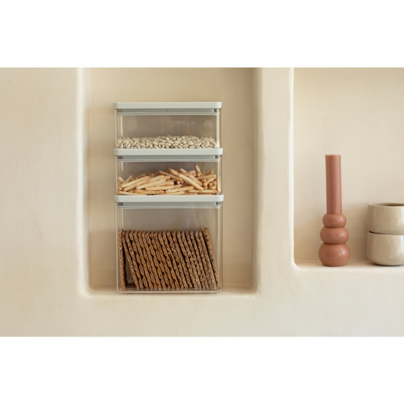 Кутии за съхранение на продукти Brabantia Tasty+ Stackable 1008882, 1.5л/3.5л, Без BPA, Плътно затваряне, Светлосив