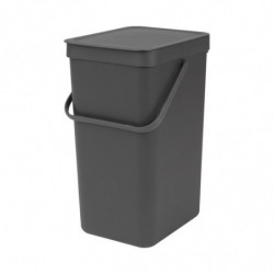 Кош за разделно събиране на боклук Brabantia Sort&Go 648978, 16 л, Дръжка, Възможност за стенен монтаж, Тъмносив