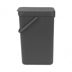 Кош за разделно събиране на боклук Brabantia Sort&Go 648978, 16 л, Дръжка, Възможност за стенен монтаж, Тъмносив