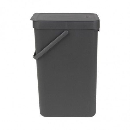 Кош за разделно събиране на боклук Brabantia Sort&Go 648978, 16 л, Дръжка, Възможност за стенен монтаж, Тъмносив
