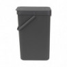 Кош за разделно събиране на боклук Brabantia Sort&Go 648978, 16 л, Дръжка, Възможност за стенен монтаж, Тъмносив