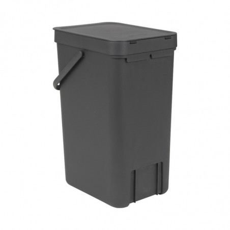 Кош за разделно събиране на боклук Brabantia Sort&Go 648978, 16 л, Дръжка, Възможност за стенен монтаж, Тъмносив
