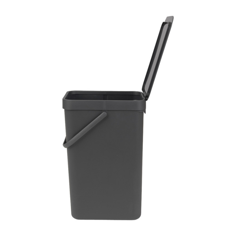 Кош за разделно събиране на боклук Brabantia Sort&Go 648978, 16 л, Дръжка, Възможност за стенен монтаж, Тъмносив