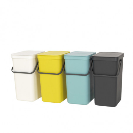 Кош за разделно събиране на боклук Brabantia Sort&Go 648978, 16 л, Дръжка, Възможност за стенен монтаж, Тъмносив