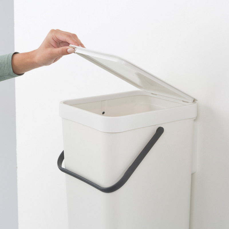 Кош за разделно събиране на боклук Brabantia Sort&Go 648978, 16 л, Дръжка, Възможност за стенен монтаж, Тъмносив