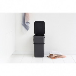 Кош за разделно събиране на боклук Brabantia Sort&Go 648978, 16 л, Дръжка, Възможност за стенен монтаж, Тъмносив