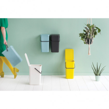 Кош за разделно събиране на боклук Brabantia Sort&Go 648978, 16 л, Дръжка, Възможност за стенен монтаж, Тъмносив
