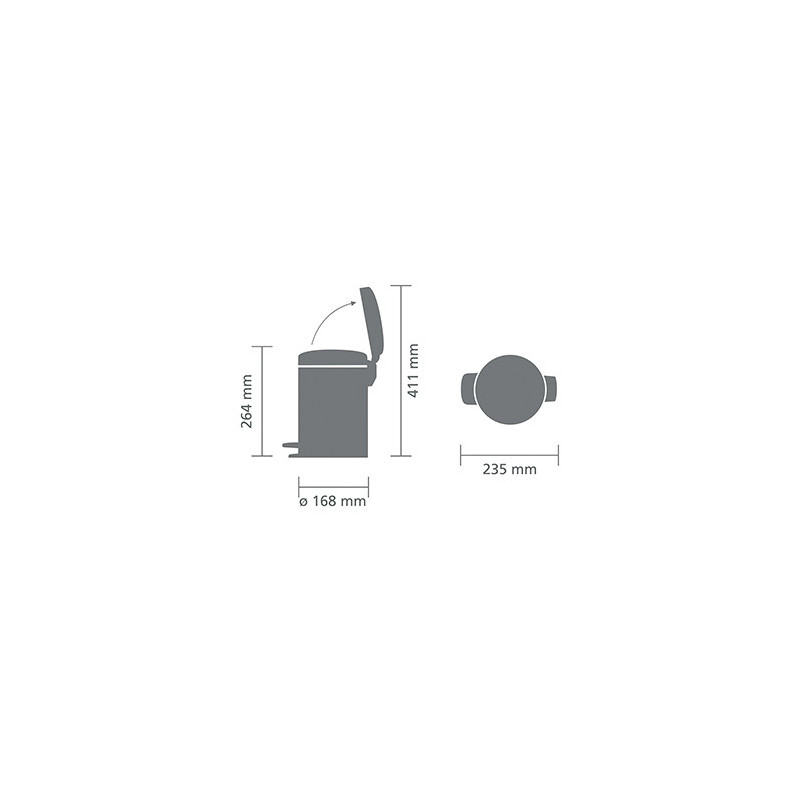 Кош за боклук с педал Brabantia NewIcon 648998, 3 л, Леко затваряне, Противоплъзгаща основа, Инокс/Мат