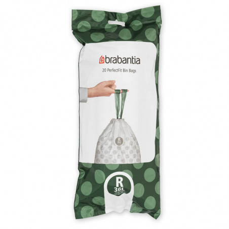 Торбички за кош Brabantia PerfectFit Bo 1005588, Размер R, 36 л, 20 броя, Бял
