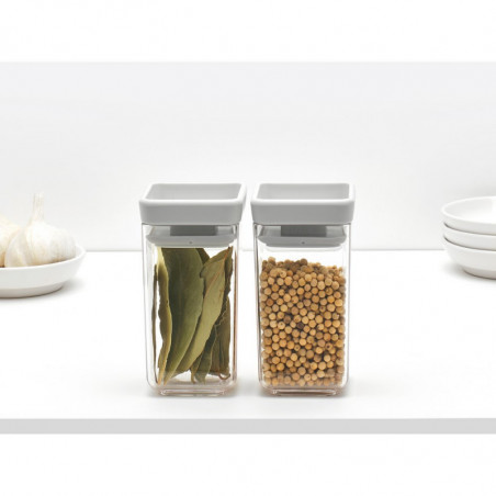 Комплект 2 бр. бурканчета за подправки Brabantia Tasty+ Stackable 1008884, 150 мл, Без BPA, Иновативни капачета, Прозрачен/сив
