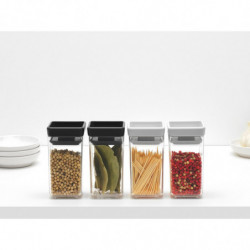 Комплект 2 бр. бурканчета за подправки Brabantia Tasty+ Stackable 1008884, 150 мл, Без BPA, Иновативни капачета, Прозрачен/сив