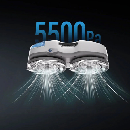 Робот за миене на прозорци HUTT C7, 90W, 80 мл, 5500Pa, AI сензори, Вграден UPS 650 mAh, Интелигентен алгоритъм, Бял