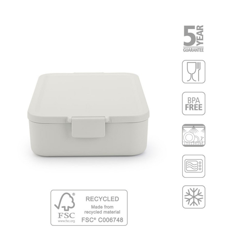 Кутия за храна Brabantia Make&Take 1006289, 2 л, Плътно затваряне, Без BPA, Светлосив