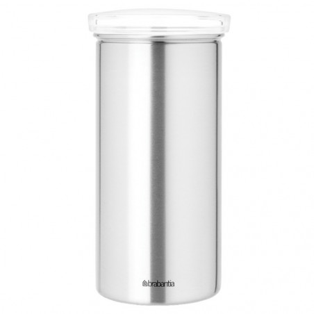 Буркан за съхранение на кафе капсули Brabantia 646989, За до 18 броя капсули, Неръждаема стомана, Устойчив на пръстови отпечатъци, Сребрист