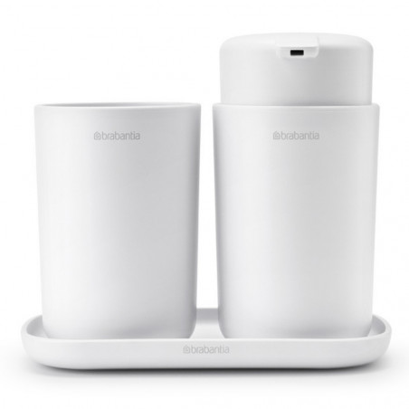 Комплект аксесоари за баня Brabantia ReNew 1003492, 3 части, 250 мл, Устойчиви на корозия, Бял