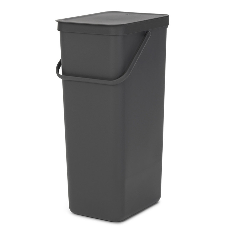 Кош за разделно събиране на боклук Brabantia Sort&Go 1004140, 40 л, Дръжка, Възможност за стенен монтаж, Тъмносив