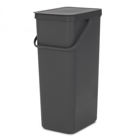 Кош за разделно събиране на боклук Brabantia Sort&Go 1004140, 40 л, Дръжка, Възможност за стенен монтаж, Тъмносив