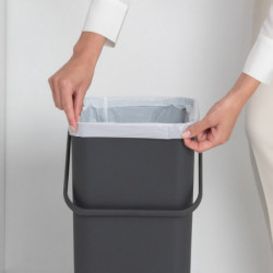 Кош за разделно събиране на боклук Brabantia Sort&Go 1004140, 40 л, Дръжка, Възможност за стенен монтаж, Тъмносив