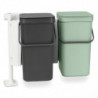 Кош за разделно събиране на боклук Brabantia Sort&Go 1005513, 2x12 л, Монтаж върху врата на кухненски шкаф, Сив/зелен