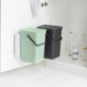 Кош за разделно събиране на боклук Brabantia Sort&Go 1005513, 2x12 л, Монтаж върху врата на кухненски шкаф, Сив/зелен