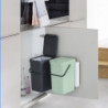 Кош за разделно събиране на боклук Brabantia Sort&Go 1005513, 2x12 л, Монтаж върху врата на кухненски шкаф, Сив/зелен